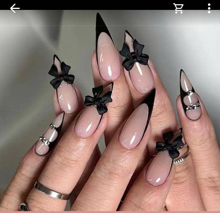 Black Pointed Tip Press-Ons